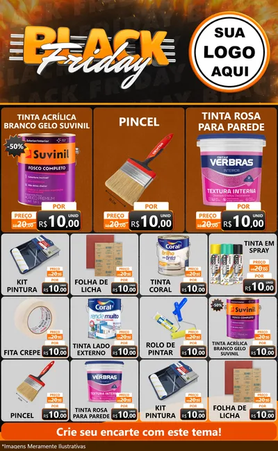 Modelo de Encarte para Encarte Grande com o tema Black Friday para Tintas e Ferramentas