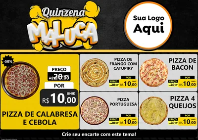 Modelo de Encarte para Encarte A4 Horizontal com o tema Quinzena Maluca para Pizzaria