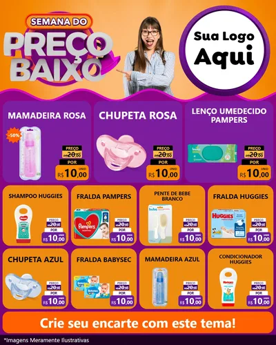 Modelo de Rede Social para Feed Instagram com o tema Semana do Preço Baixo para Bebês