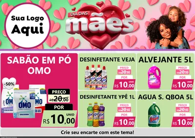 Modelo de Encarte para Encarte A4 Horizontal com o tema Dia das Mães para Produtos de Limpeza