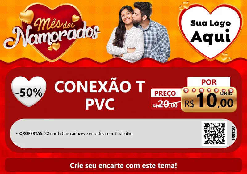 Modelo de Cartaz para Cartaz A4 Horizontal com o tema Mês dos Namorados para Tubos e conexões