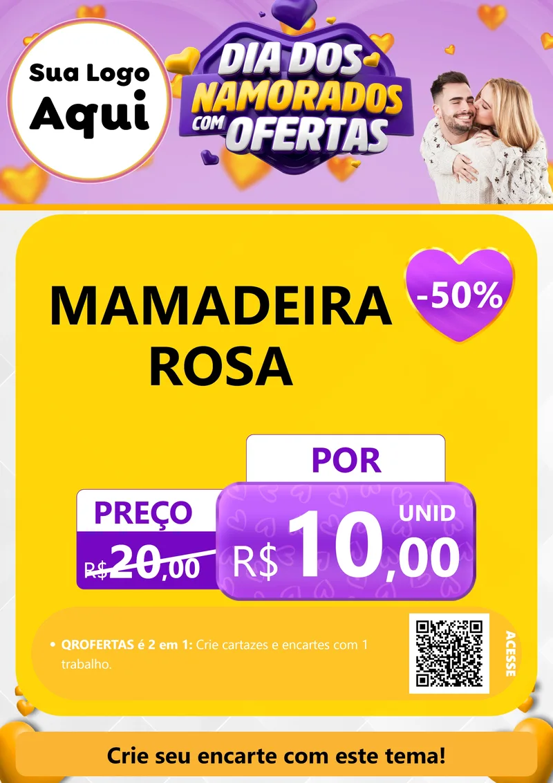 Modelo de Cartaz para Cartaz A4 Vertical com o tema Dia Dos Namorados Com Ofertas para Bebês