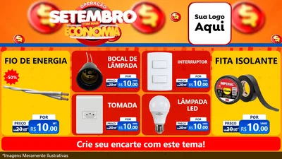 Modelo de TV para TV Horizontal com o tema Operação Setembro Com Muita Economia para Materiais Elétricos