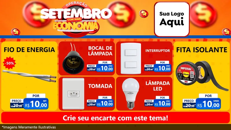Modelo de TV para TV Horizontal com o tema Operação Setembro Com Muita Economia para Materiais Elétricos