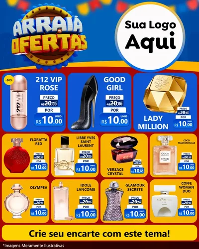 Modelo de Rede Social para Feed Instagram com o tema Arraiá de Ofertas - Junina para Perfumes