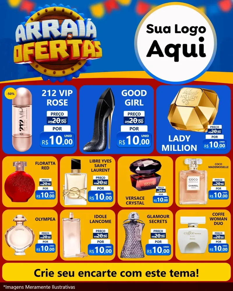 Modelo de Rede Social para Feed Instagram com o tema Arraiá de Ofertas - Junina para Perfumes