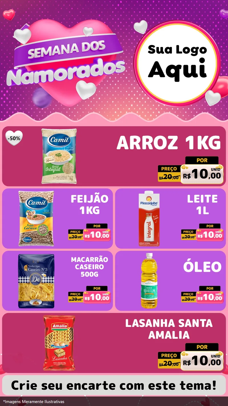 Modelo de TV para TV Vertical com o tema Semana dos Namorados para Supermercado