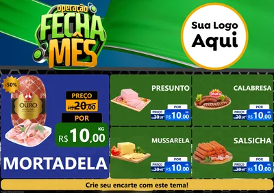 Modelo de Encarte para Encarte A4 Horizontal com o tema Operação Fecha Mês para Frios e Laticínios