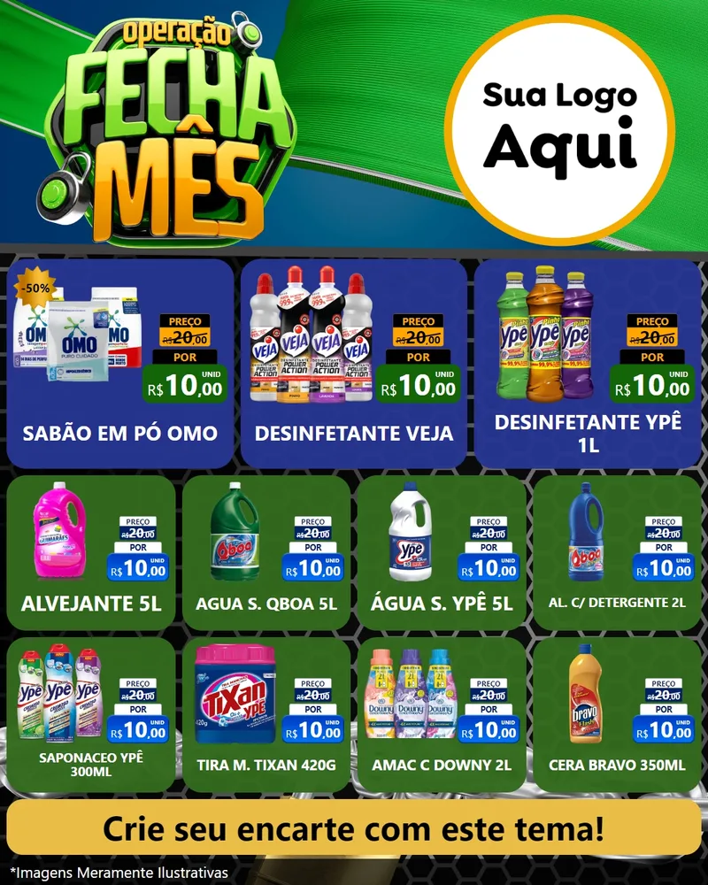 Modelo de Rede Social para Feed Instagram com o tema Operação Fecha Mês para Produtos de Limpeza