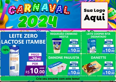 Modelo de Encarte para Encarte A4 Horizontal com o tema Carnaval 2027 para Frios e Laticínios