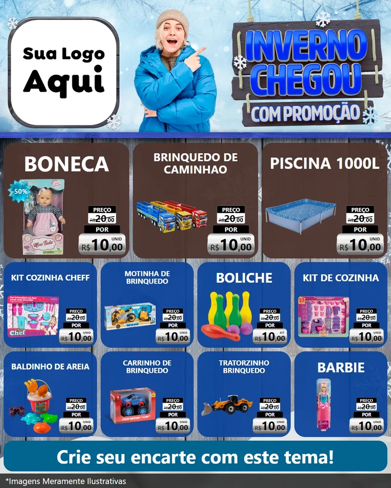 Modelo de Rede Social para Feed Instagram com o tema Inverno Chegou Com Promoção para Brinquedos