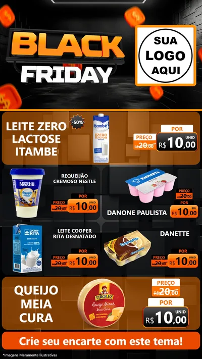Modelo de TV para TV Vertical com o tema Black Friday para Frios e Laticínios
