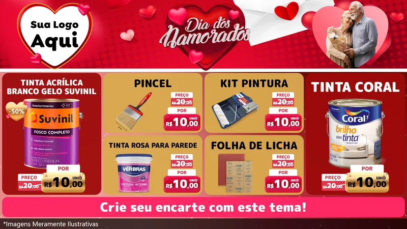 Modelo de TV para TV Horizontal com o tema Dia Dos Namorados para Tintas e Ferramentas