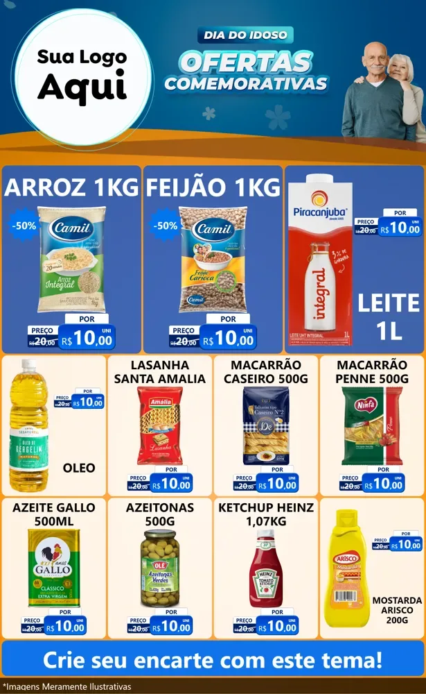 Modelo de Encarte para Encarte Grande com o tema Dia do Idoso para Supermercado
