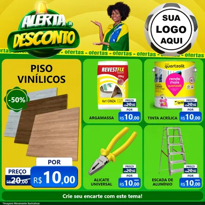 Modelo de Rede Social para Feed Facebook com o tema Alerta de Desconto para Material para Construção
