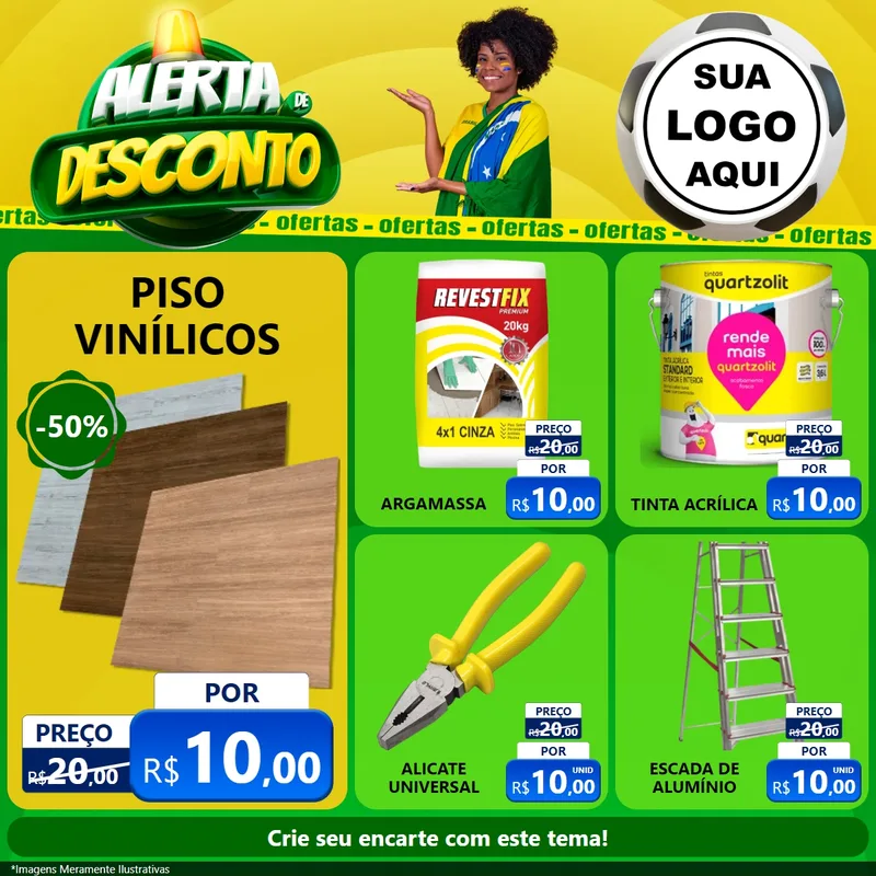 Modelo de Rede Social para Feed Facebook com o tema Alerta de Desconto para Material para Construção