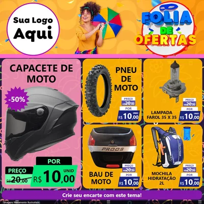 Modelo de Rede Social para Feed Facebook com o tema Folia de Ofertas para Moto peças