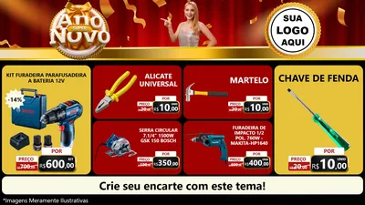 Modelo de TV para TV Horizontal com o tema Super Ano Novo para Maquinas e Ferramentas