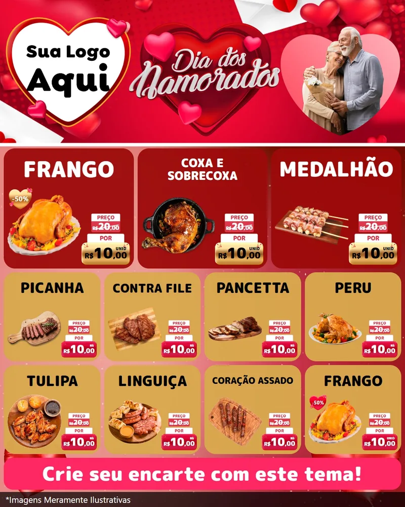 Modelo de Rede Social para Feed Instagram com o tema Dia Dos Namorados para Assados