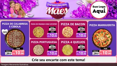Modelo de TV para TV Horizontal com o tema Sorteio Dia das Mães para Pizzaria
