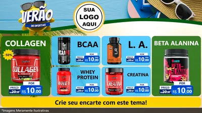 Modelo de TV para TV Horizontal com o tema Verão de Ofertas para Suplementos alimentares