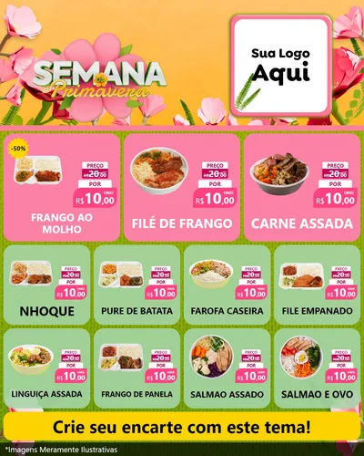 Modelo de Rede Social para Feed Instagram com o tema Semana da Primavera para Restaurante