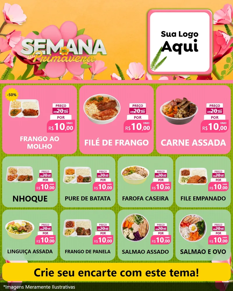 Modelo de Rede Social para Feed Instagram com o tema Semana da Primavera para Restaurante