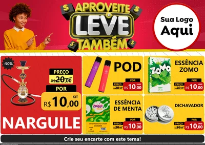 Modelo de Encarte para Encarte A4 Horizontal com o tema Aproveite e Leve Também para Tabacaria