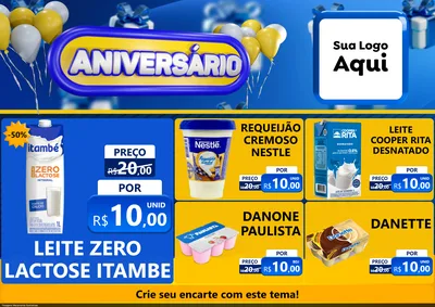 Modelo de Encarte para Encarte A4 Horizontal com o tema Aniversário para Frios e Laticínios