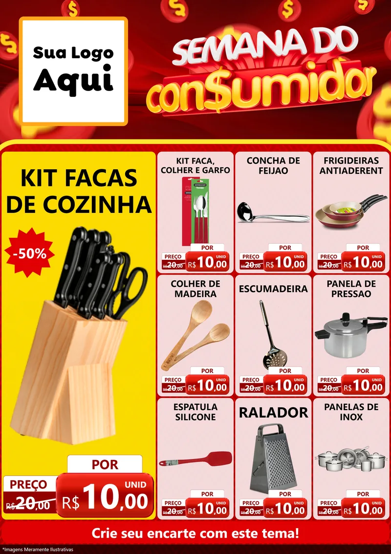 Modelo de Encarte para Encarte A4 Vertical com o tema Semana do Consumidor para Utilidades Domésticas