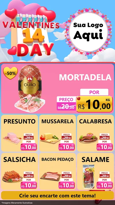 Modelo de Rede Social para Stories com o tema Valentine's Day para Frios e Laticínios