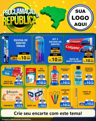 Modelo de Rede Social para Feed Instagram com o tema Proclamação da República para Higiene Pessoal