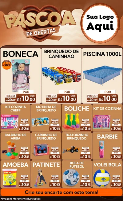Modelo de Encarte para Encarte Grande com o tema Páscoa de Ofertas para Brinquedos