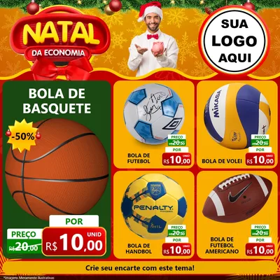 Modelo de Rede Social para Feed Facebook com o tema Natal da Economia para Artigos Esportivos