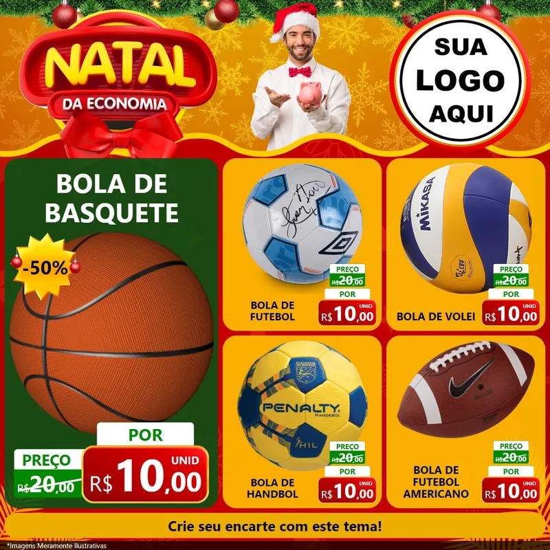Modelo de Rede Social para Feed Facebook com o tema Natal da Economia para Artigos Esportivos