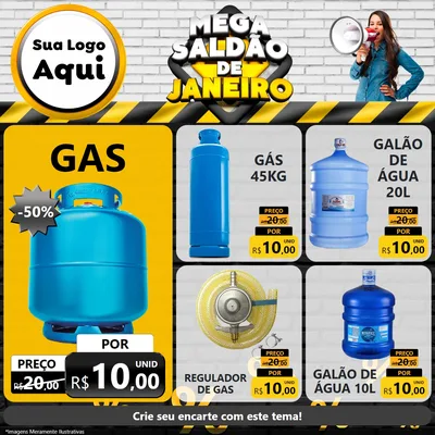 Modelo de Rede Social para Feed Facebook com o tema Mega Saldão de Janeiro para Água e gás