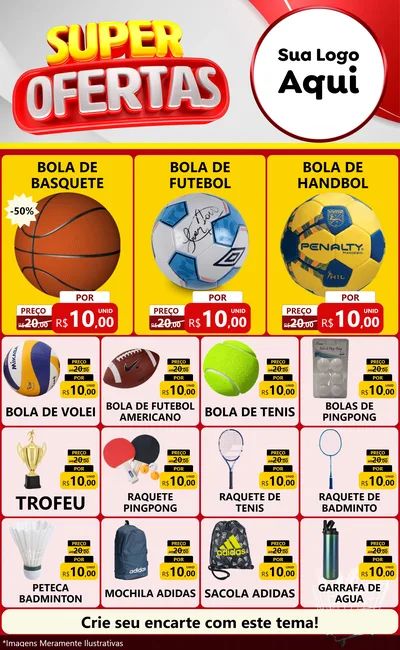 Modelo de Encarte para Encarte Grande com o tema Super Ofertas para Artigos Esportivos