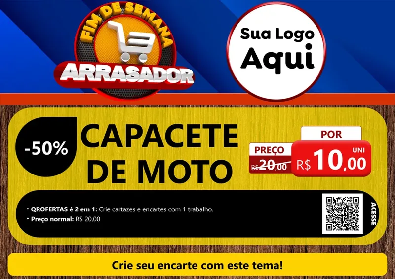 Modelo de Cartaz para Cartaz A4 Horizontal com o tema Fim De Semana Arrasador para Moto peças
