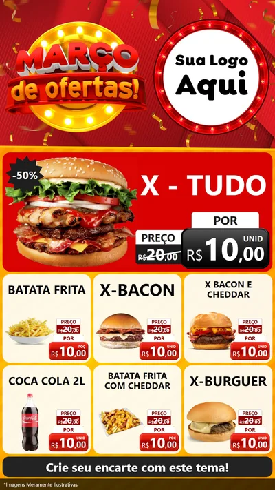 Modelo de Rede Social para Stories com o tema Março de Ofertas! para Hamburgueria