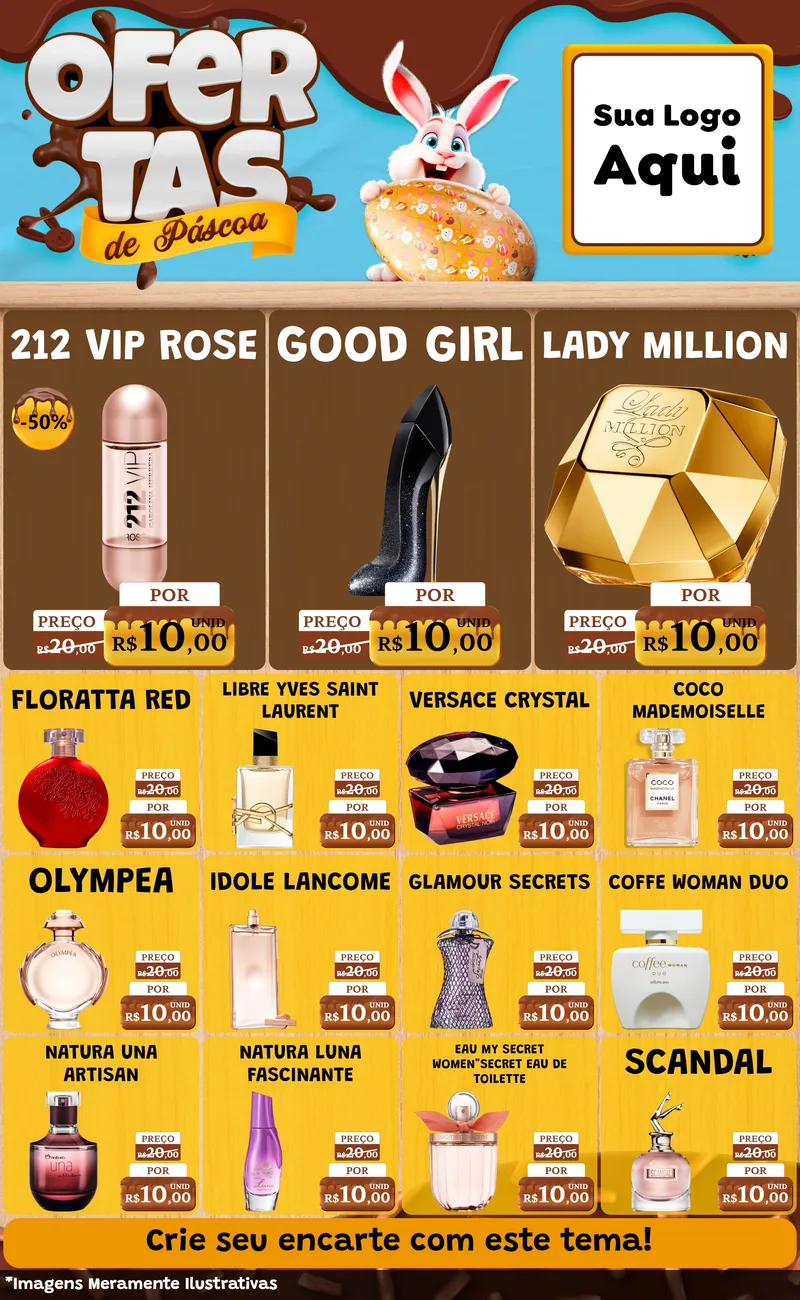 Modelo de Encarte para Encarte Grande com o tema Ofertas de Páscoa para Perfumes