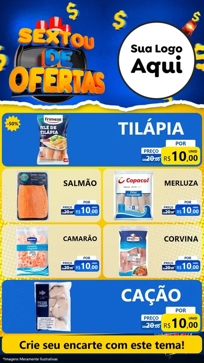 Modelo de TV para TV Vertical com o tema Sextou de Ofertas para Peixaria