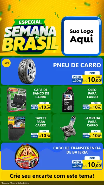 Modelo de TV para TV Vertical com o tema Especial Semana do Brasil para Auto peças