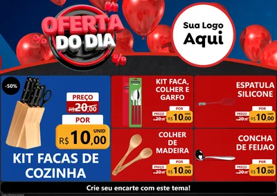 Modelo de Encarte para Encarte A4 Horizontal com o tema Oferta do Dia para Utilidades Domésticas