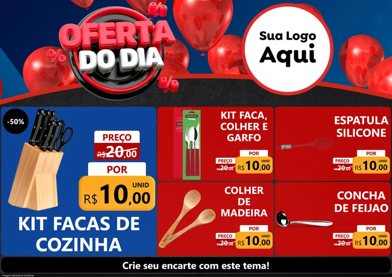 Modelo de Encarte para Encarte A4 Horizontal com o tema Oferta do Dia para Utilidades Domésticas