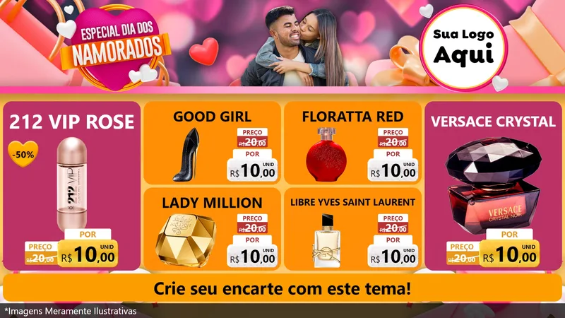 Modelo de TV para TV Horizontal com o tema Especial Dia dos Namorados para Perfumes