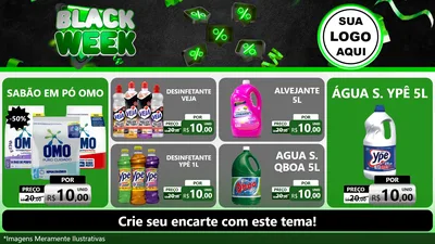 Modelo de TV para TV Horizontal com o tema Black Week para Produtos de Limpeza