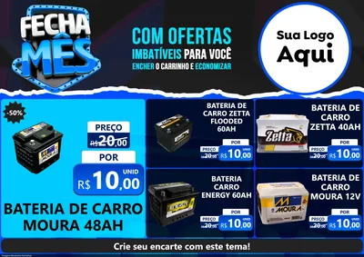 Modelo de Encarte para Encarte A4 Horizontal com o tema Fecha Mês para Baterias Elétricas
