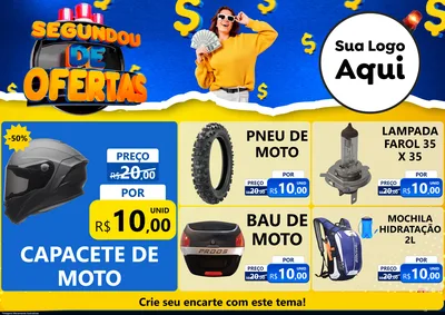 Modelo de Encarte para Encarte A4 Horizontal com o tema Segundou de Ofertas para Moto peças