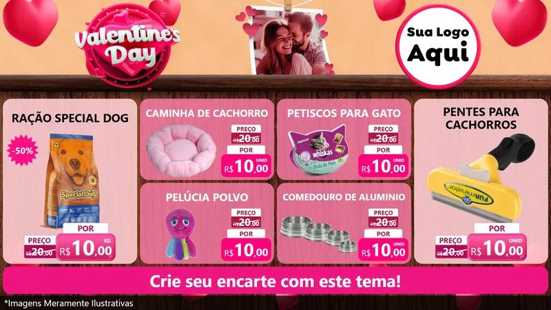 Modelo de TV para TV Horizontal com o tema Valentine's Day para Pet Shop