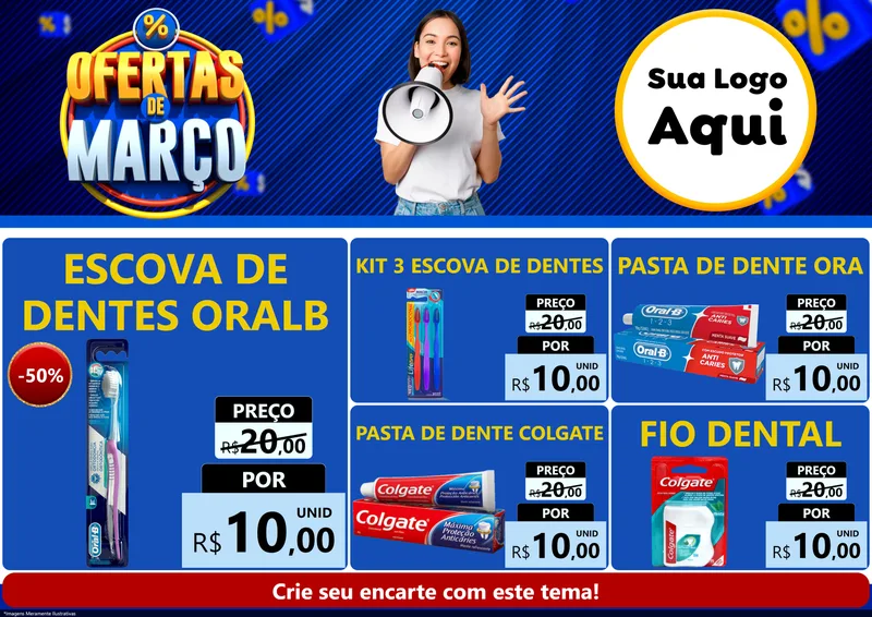 Modelo de Encarte para Encarte A4 Horizontal com o tema Ofertas de Março para Higiene Pessoal